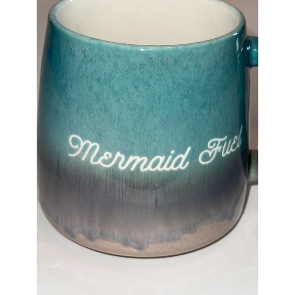 Mermaid Fuel Ceramic Mug Turquoise & Gray 15oz Dishwasher & Microwave Safe - Picture 2 of 6